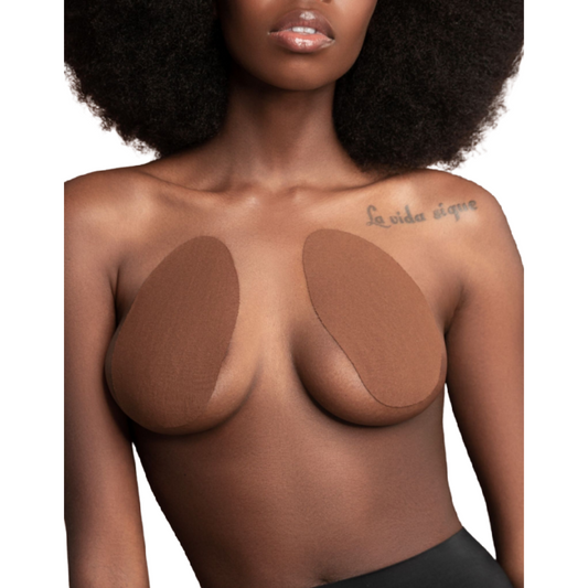 BYE-BRA – BRUSTVERBESSERUNG + 3 PAAR BRAUNE SATIN-A/C-CUP